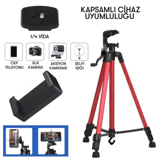 3366 Tripod - Kırmızı - Görsel 7