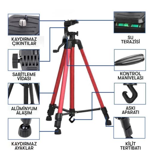 3366 Tripod - Kırmızı - Görsel 4