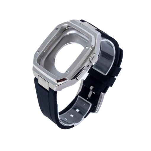 Apple Watch 44mm KR402 Metal Kasa Silikon Kordon - Görsel 2