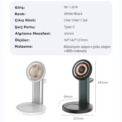 Newface S36-A 3in1 Kablosuz Şarj Masaüstü Set - Görsel 5