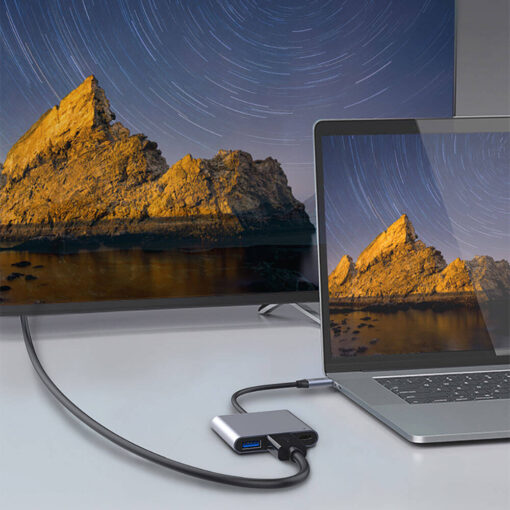 Type-C to Type-C PD100W + HDMI 4K@30Hz + USB3.0 Bağlantı Özellikli 3in1 Hub - Görsel 7