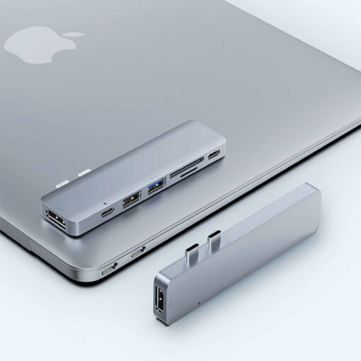 Recci RH08 Type-C to Type-C + SD/TF + USB3.0 + USB2.0 + HDMI + Thunderbolt 3 Bağlantılı 7in2 Huba - Görsel 5
