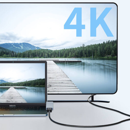 Recci RH08 Type-C to Type-C + SD/TF + USB3.0 + USB2.0 + HDMI + Thunderbolt 3 Bağlantılı 7in2 Huba - Görsel 6