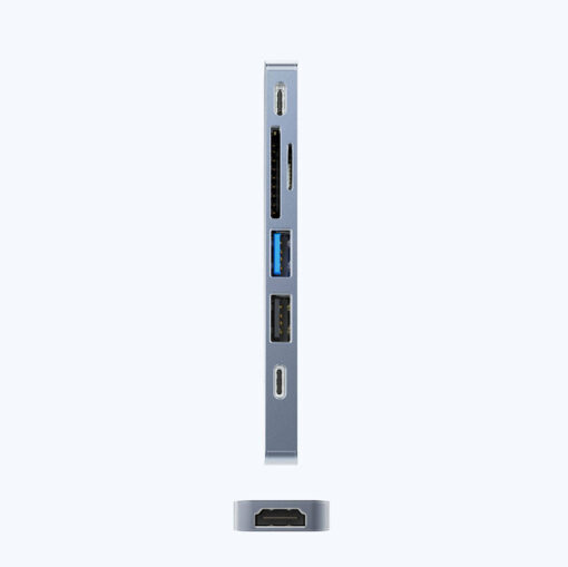 Recci RH08 Type-C to Type-C + SD/TF + USB3.0 + USB2.0 + HDMI + Thunderbolt 3 Bağlantılı 7in2 Huba - Görsel 7