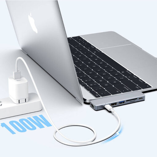Recci RH08 Type-C to Type-C + SD/TF + USB3.0 + USB2.0 + HDMI + Thunderbolt 3 Bağlantılı 7in2 Huba - Görsel 8