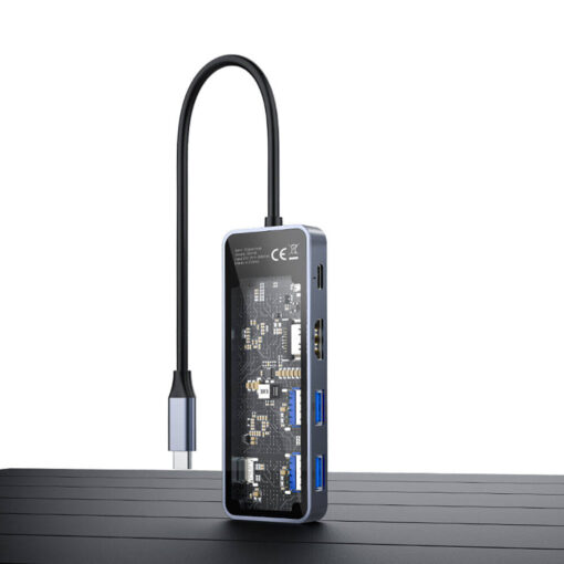 Recci RH16 Type-C to Type-C PD100W + USB3.0 + HDMI + Type-C Bağlantılı 5in1 Hub - Görsel 2