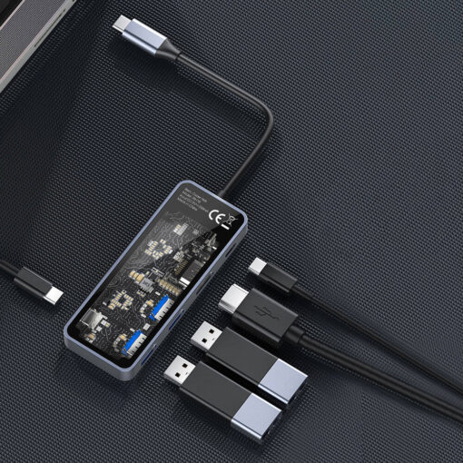 Recci RH16 Type-C to Type-C PD100W + USB3.0 + HDMI + Type-C Bağlantılı 5in1 Hub - Görsel 4