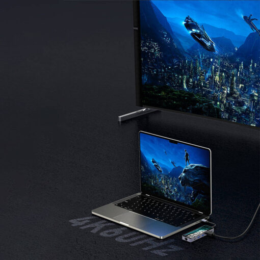 Recci RH17 Type-C to Type-C PD100W + USB3.0 + HDMI + Type-C + RJ45 Bağlantılı 6in1 Hub - Görsel 6