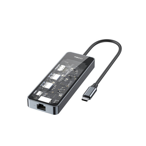 Recci RH17 Type-C to Type-C PD100W + USB3.0 + HDMI + Type-C + RJ45 Bağlantılı 6in1 Hub - Görsel 8