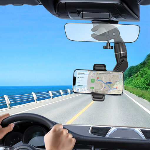 Wiwu CH039 Araç İçi Dikiz Aynası 360 Derece Dönebilen Oynar Başlıklı Telefon Tutucu - Görsel 4