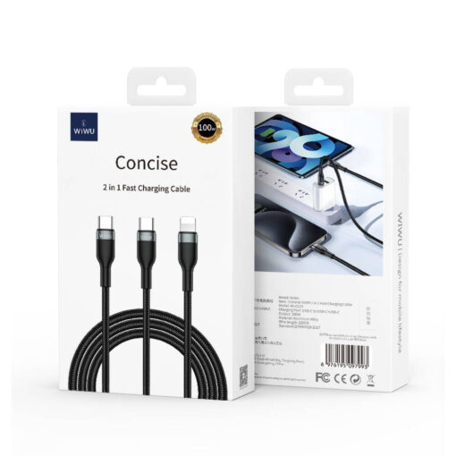 Concise Serisi 2in1 Type-C to Type-C - Lightning Data ve Şarj Kablosu 100W 1.2M - Görsel 3