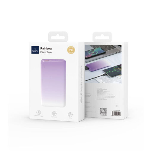 Wiwu Wi-P008 Rainbow LED Işıklı Göstergeli Renkli Taşınabilir Powerbank PD 22.5W 10000mAh - Görsel 2