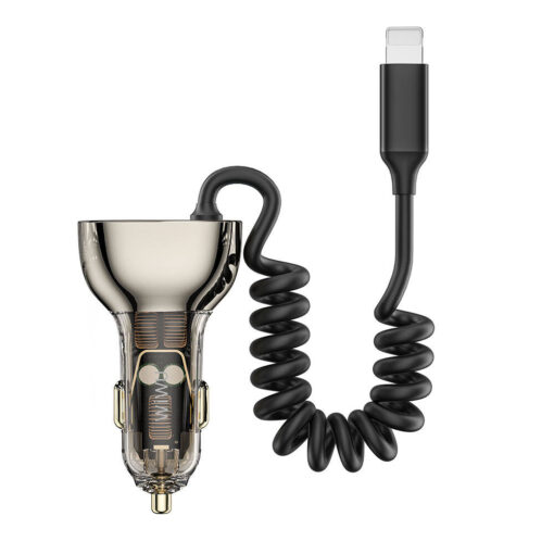 Geek Serisi Type-C + Lightning Kablolu + USB-A Hızlı Şarj Özellikli Transparan Tasarımlı Araç Şarj Aleti 90W - Görsel 5