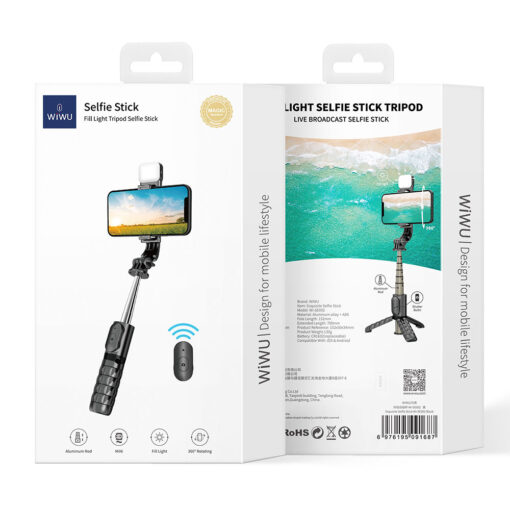 Wiwu Wi-SE002 Çok Fonksiyonlu Işıklı Sabitleyici Canlı Yayın Tripod Selfie Çubuğu - Görsel 7