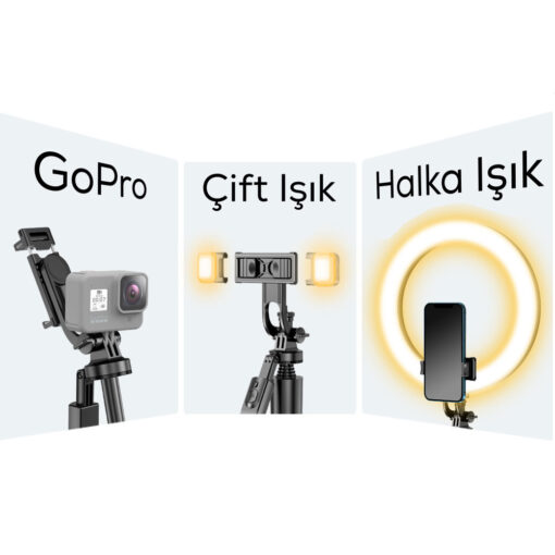 Wiwu Wi-SE005 Çok Fonksiyonlu Sabitleyici Ayrılabilir Canlı Yayın Tripod Selfie Çubuğu - Görsel 14