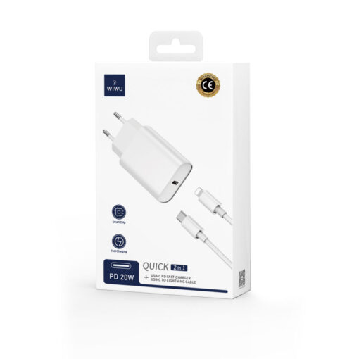 Quick 20W Tek Bağlantılı Şarj Başlığı Type-C to Lightning PD 20W Kablolu Şarj Seti - Görsel 4