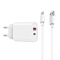 Quick Hızlı Şarj Başlığı USB-A to Type-C PD 20W Kablolu Şarj Seti
