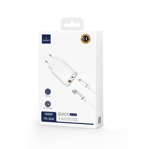 Quick Hızlı Şarj Başlığı USB-A to Type-C PD 20W Kablolu Şarj Seti - Görsel 2