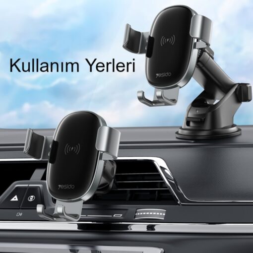 Yesido C123 Yapışkanlı 15W Kablosuz Şarjlı Araç Tutucu - Görsel 6