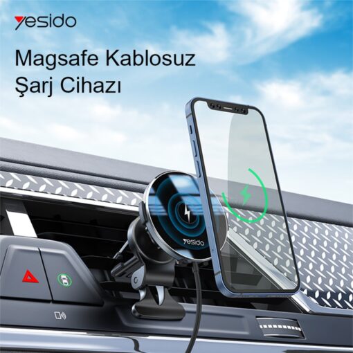 Yesido C131 Izgara Klipsli 15W Kablosuz Şarjlı Magsafe Araç Tutucu - Görsel 8