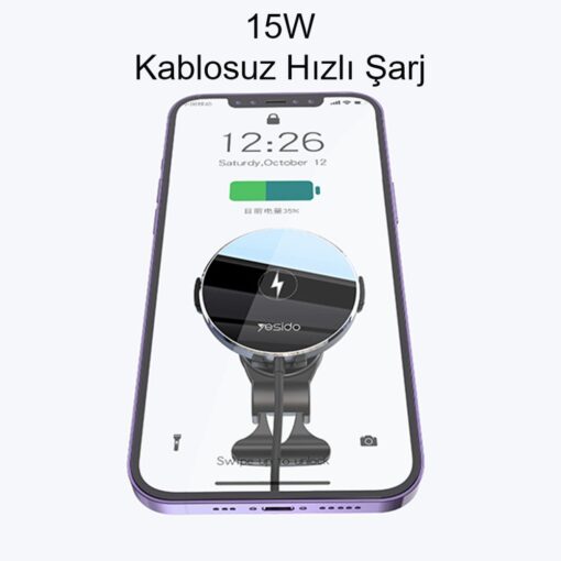 Yesido C131 Izgara Klipsli 15W Kablosuz Şarjlı Magsafe Araç Tutucu - Görsel 5