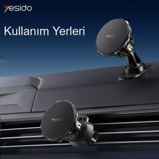 Yesido C153 2in1 Izgara Klipsli ve Yapışkanlı 360 Derece Ayarlanabilir Manyetik Magsafe Araç Tutucu - Görsel 4
