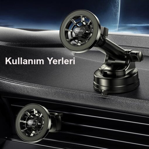 Yesido C158 2in1 Izgara Klipsli ve Yapışkanlı 360 Derece Ayarlanabilir Manyetik Magsafe Araç Tutucu - Görsel 2