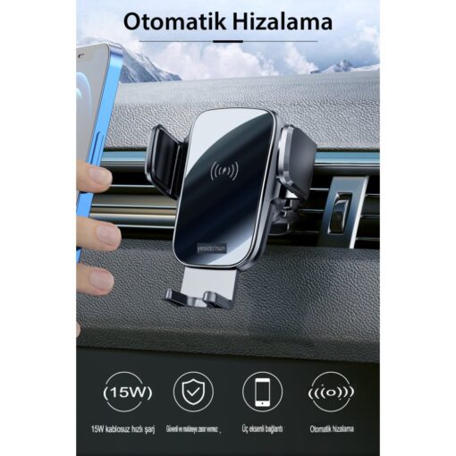 Yesido C186 Izgara Klipsli ve Yapışkanlı 15W Kablosuz Şarjlı Araç Tutucu - Görsel 9