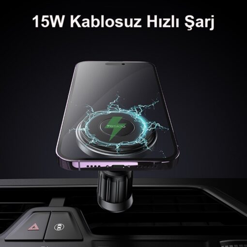 Yesido C190 Izgara Klipsli 15W Kablosuz Şarjlı Magsafe Araç Tutucu - Görsel 4
