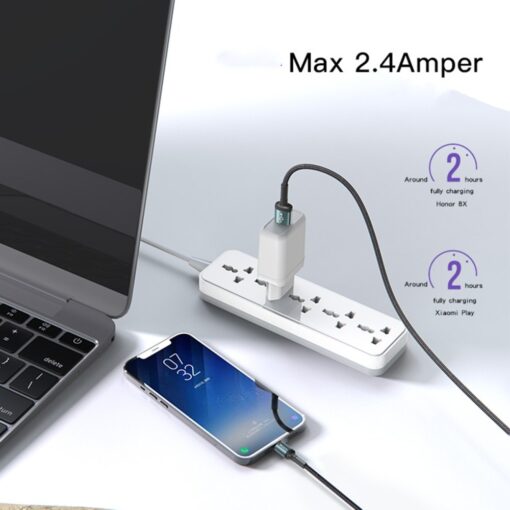 Yesido CA75 2M 2.4A Hasırlı Usb to Type-C Hızlı Şarj Kablosu - Görsel 4