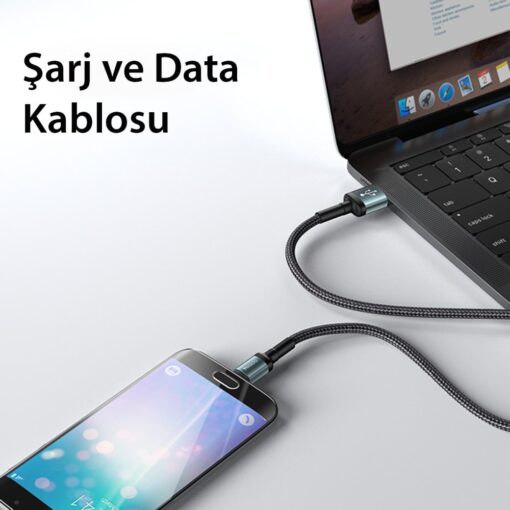 Yesido CA75 2M 2.4A Hasırlı Usb to Type-C Hızlı Şarj Kablosu - Görsel 3