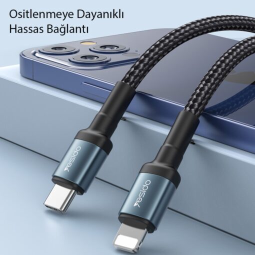 Yesido CA76 1.2M 20W Hasırlı Type-C to Lightning PD Hızlı Şarj Kablosu - Görsel 8