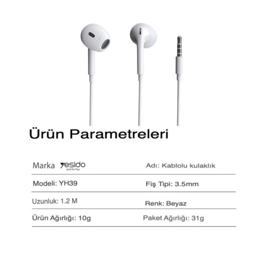 Yesido YH39 1.2M Yüksek Baslı 3.5mm Jaklı Kablolu Kulaklık - Görsel 3