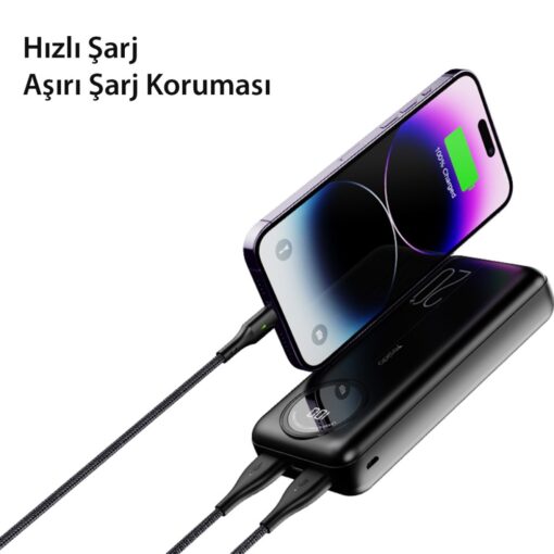 Yesido YP40 10.000 mAh Dijital Göstergeli USB3.0 PD Hızlı Şarj Powerbank - Görsel 3