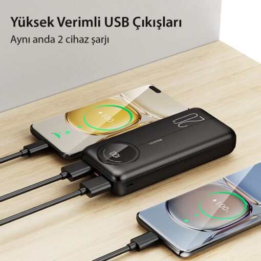 Yesido YP40 10.000 mAh Dijital Göstergeli USB3.0 PD Hızlı Şarj Powerbank - Görsel 8