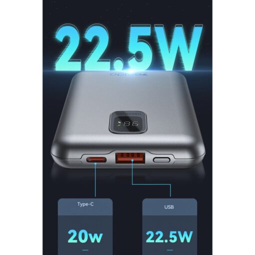 Yesido YP46 10.000 mAh 22.5W Dijital Göstergeli USB3.0 PD Hızlı Şarj Powerbank - Görsel 3