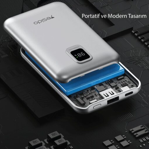 Yesido YP48 10.000 mAh 22.5W Dijital Göstergeli USB3.0 PD Hızlı Şarj Powerbank - Görsel 4