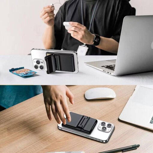 Zore CRD-05 Sade Tasarımlı 2 Hazneli PU Magnetik Standlı Kartlık - Görsel 5