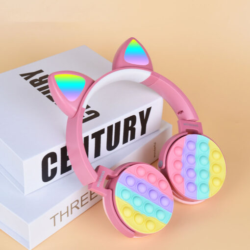 Zore CXT-950 RGB Led Işıklı Kedi Kulağı Band Tasarımı Ayarlanabilir Katlanabilir Kulak Üstü Bluetooth Kulaklık - Görsel 3