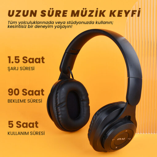 Zore M6 Plus Ayarlanabilir ve Katlanabilir Kulak Üstü Bluetooth Kulaklık - Görsel 4
