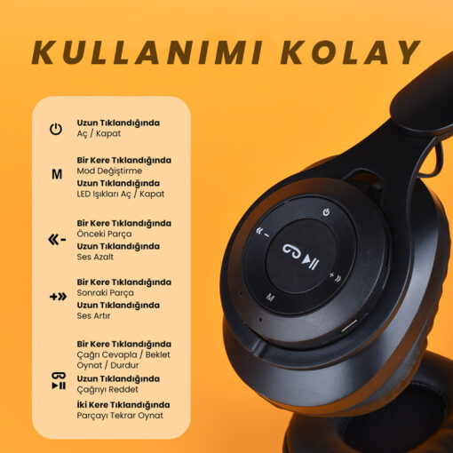 Zore M6 Plus Ayarlanabilir ve Katlanabilir Kulak Üstü Bluetooth Kulaklık - Görsel 7