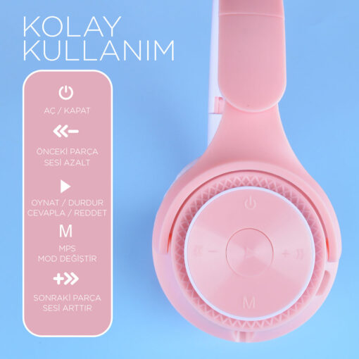 Zore M6 Pro Ayarlanabilir ve Katlanabilir Kulak Üstü Bluetooth Kulaklık - Görsel 2