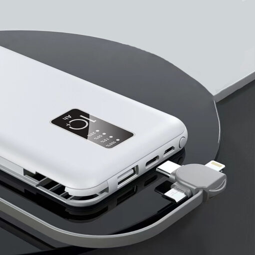 Zore PW-05 Hızlı Şarj Led Göstergeli Micro Lightning Type-C Kablolu Taşınabilir Powerbank 10000mAh - Görsel 3