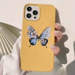 Çiçek Desenli Uçan Kelebek Baskılı Silikon Telefon Kılıfı