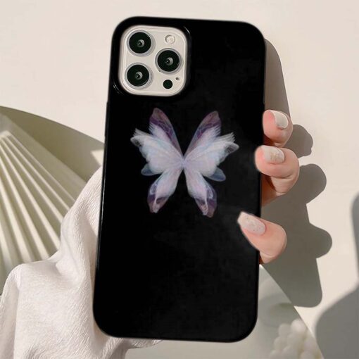 Uçan Saydam Kelebek Baskılı Silikon Telefon Kılıfı
