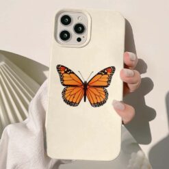Turuncu Uçan Kelebek Baskılı Silikon Telefon Kılıfı