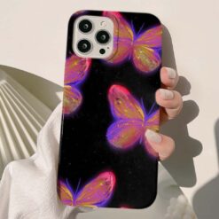 Renkli Uçan Kelebekler Baskılı Silikon Telefon Kılıfı