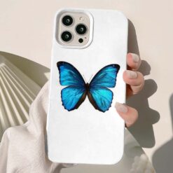Mavi Kelebek Baskılı Silikon Telefon Kılıfı