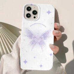 Parıltılı Uçan Kelebek Baskılı Silikon Telefon Kılıfı