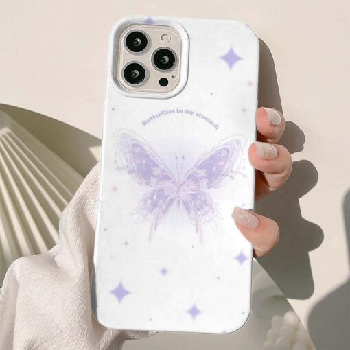 Parıltılı Uçan Kelebek Baskılı Silikon Telefon Kılıfı